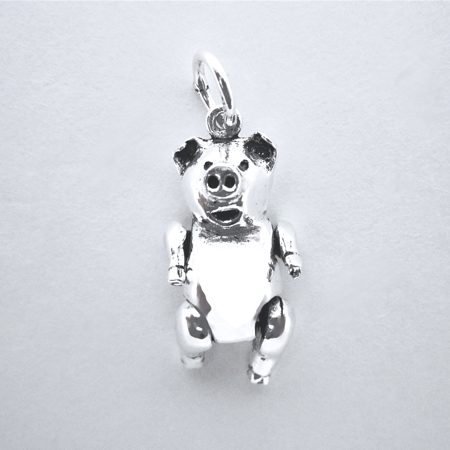 Movable Sterling Silver Pig Pendant - Click Image to Close